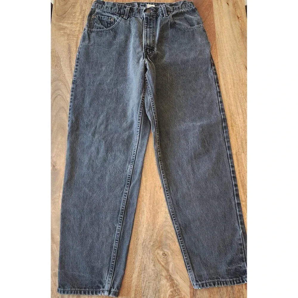 Vintage Levi's 560 Jeans Mens 34x30 Faded Gray Black Loose Tapered Made USA 90s